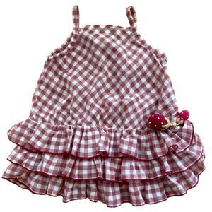 Les Bebes Gingham strawberry Baby girl's dress size 6 mo